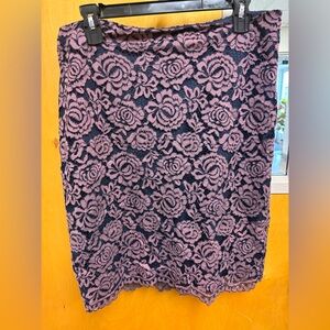 Ann Taylor Pink and Black Lace Pencil Skirt